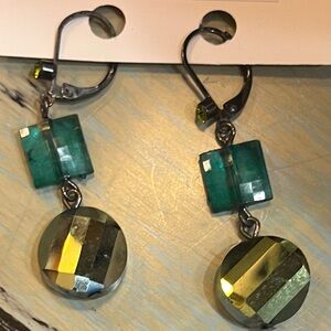 Elegant Green Crystal Dangle Earrings